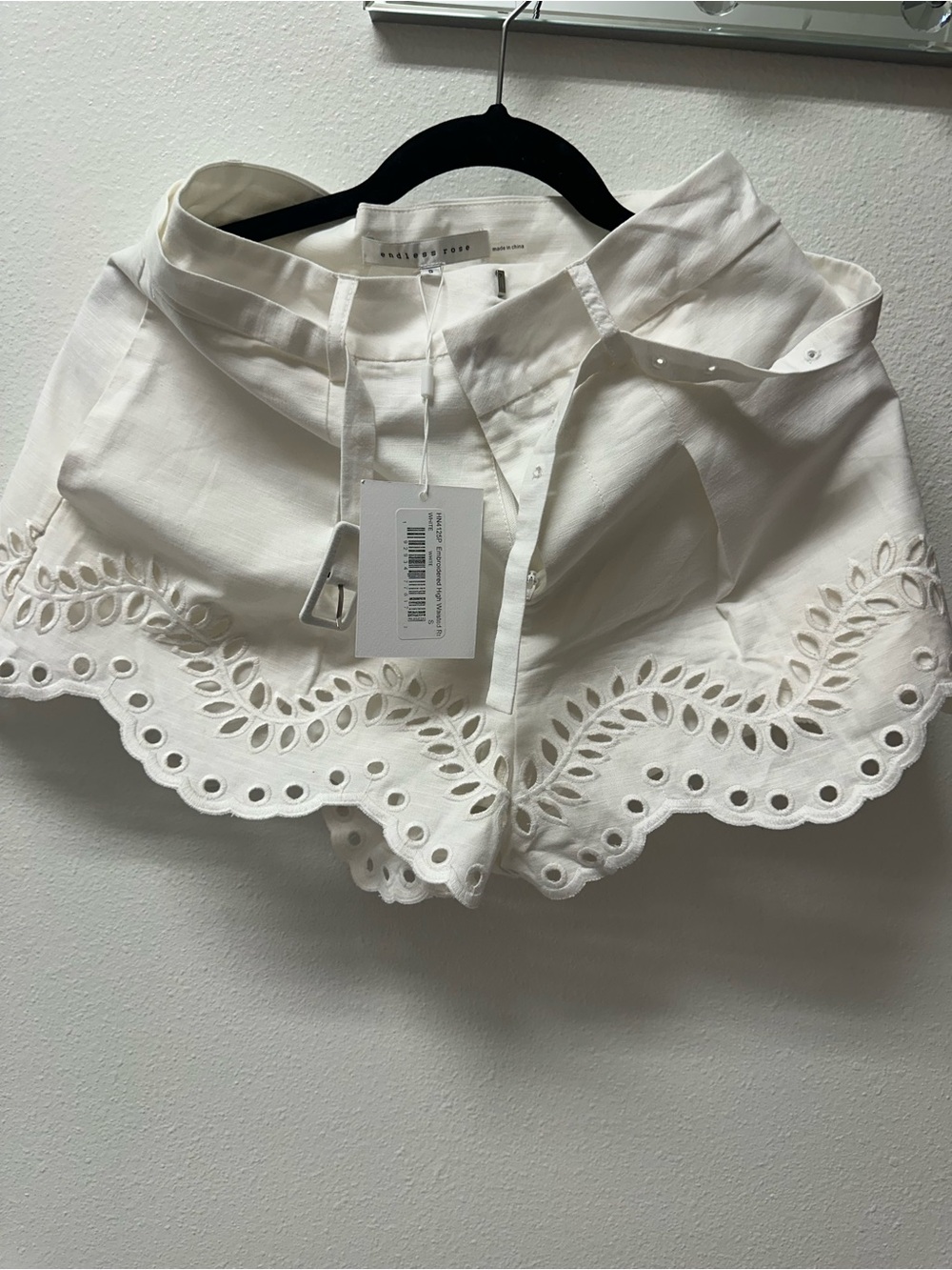Endless Rose White Eyelet Scalloped Mini Skirt